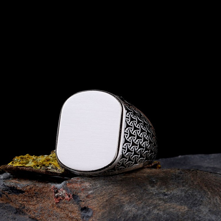 925 Sterling Silver Herrenring mit eigenem Namensgravur -2
