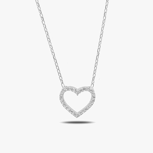 Silberne Halskette Herz mit Zirkonia-Stein