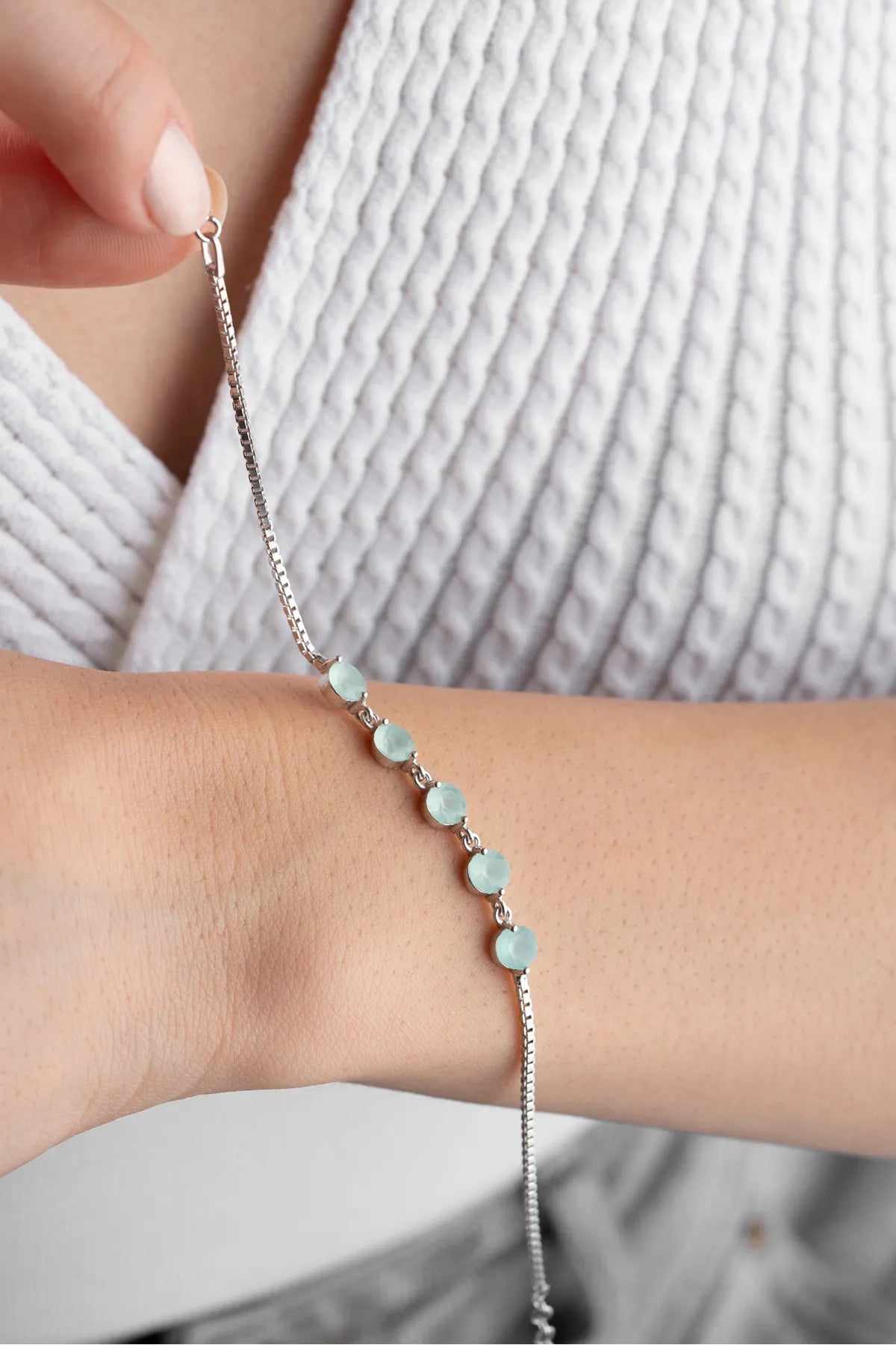 Aqua Glow Armband - 925 Silber