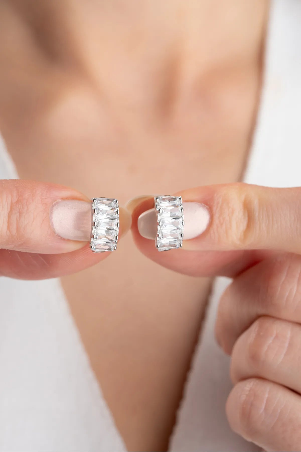 Lumière Creolen – 925 Silber & Baget Zirkonia