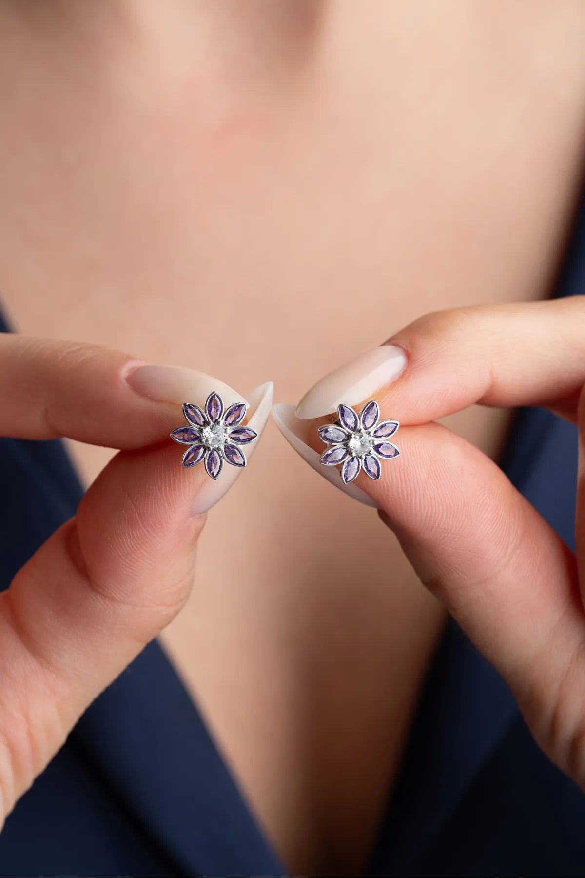 Lotus Bloom Ohrringe - Lila & 925 Silber