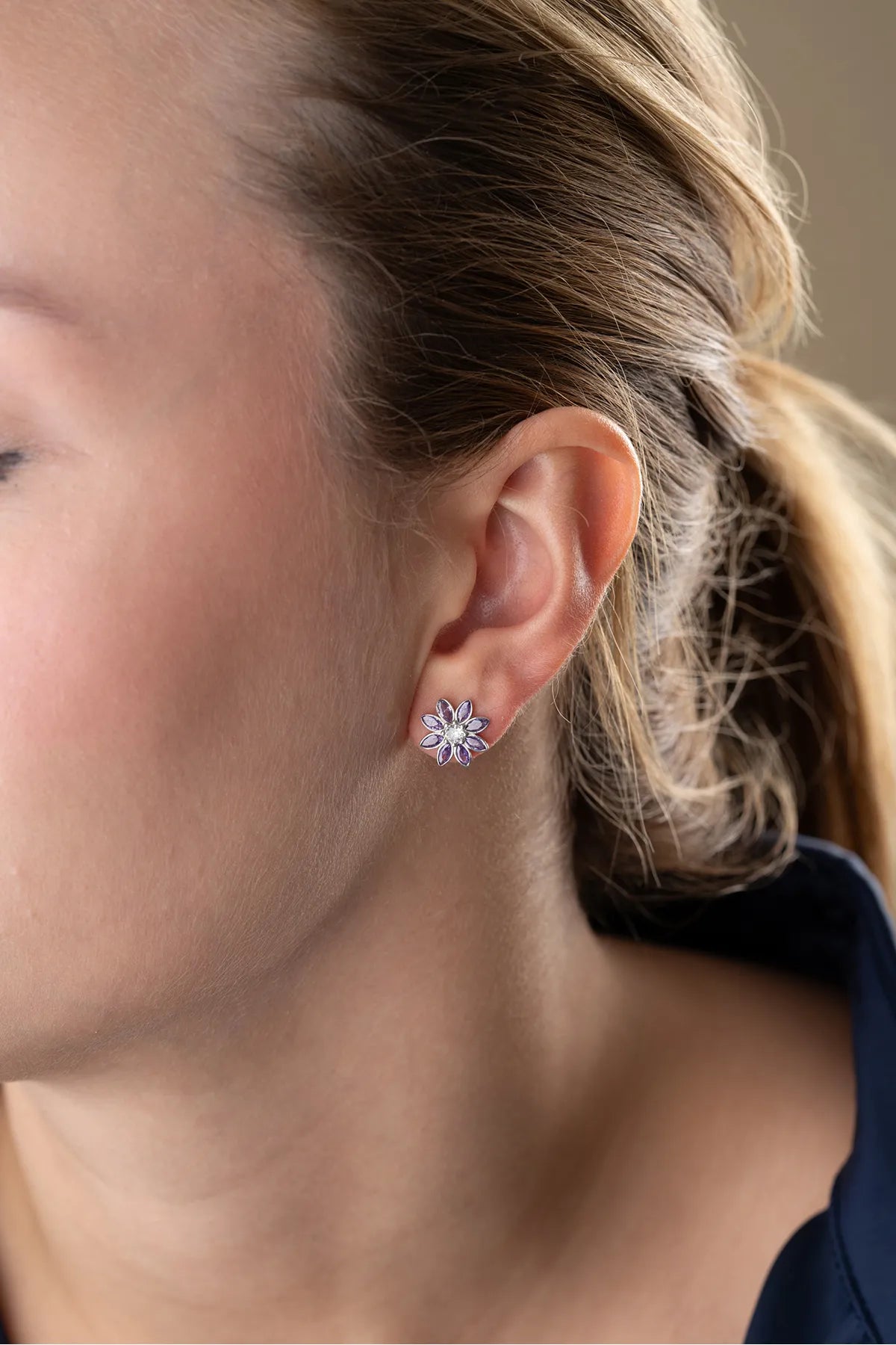 Lotus Bloom Ohrringe - Lila & 925 Silber