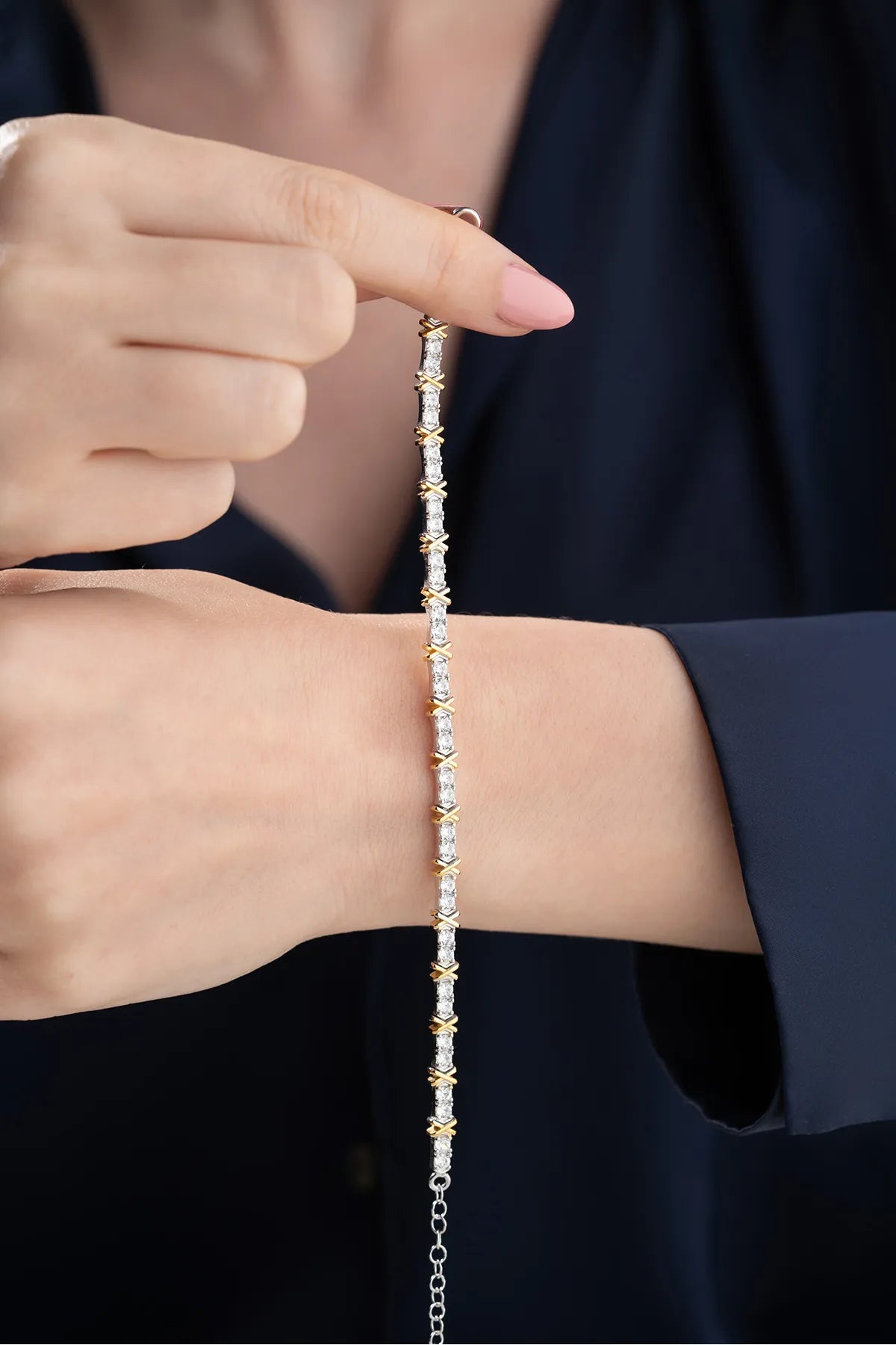 Goldenes Flussarmband - 925 Silber