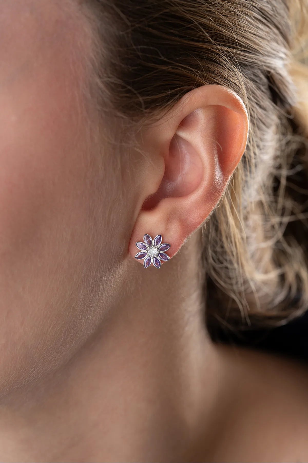 Lotus Bloom Ohrringe - Lila & 925 Silber