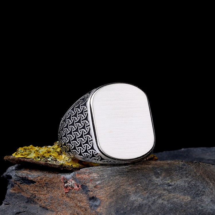 925 Sterling Silver Herrenring mit eigenem Namensgravur -2