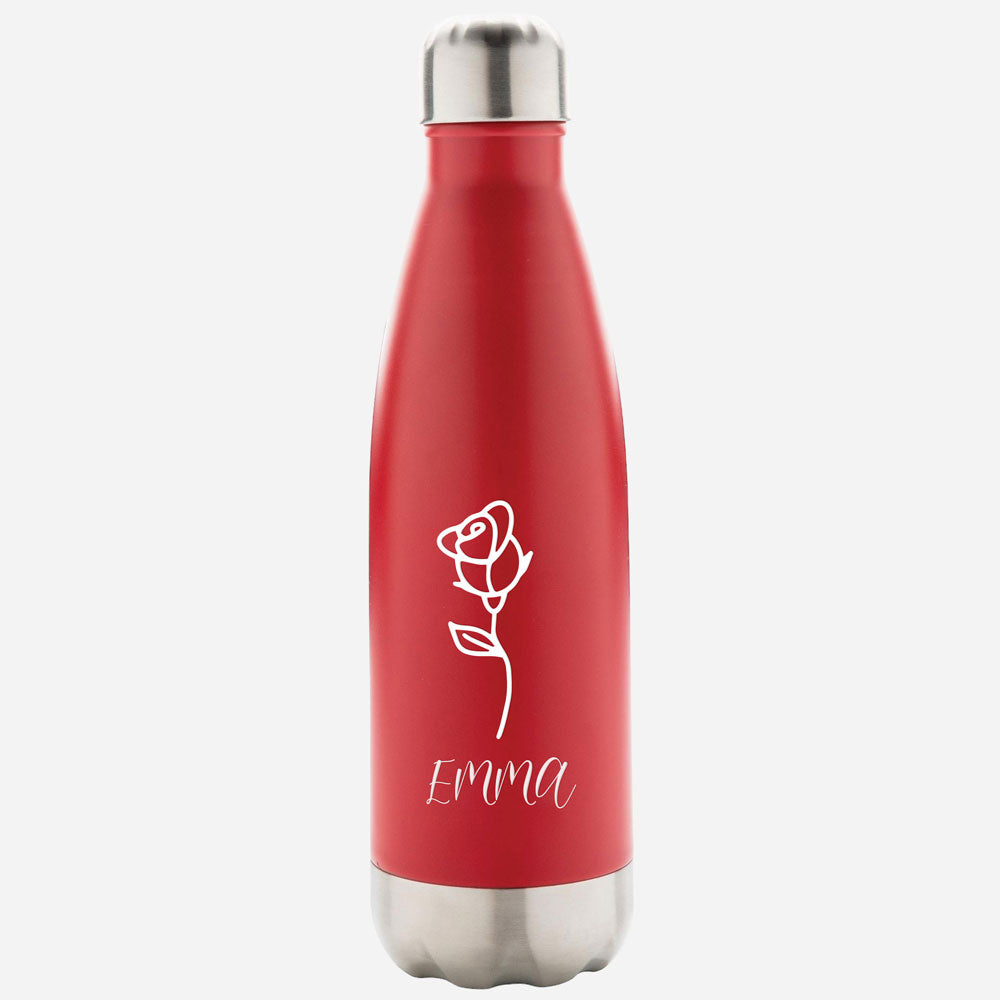 Gepersonaliseerde geboorte bloem 500 ml waterfles met tekst AC20069-R3