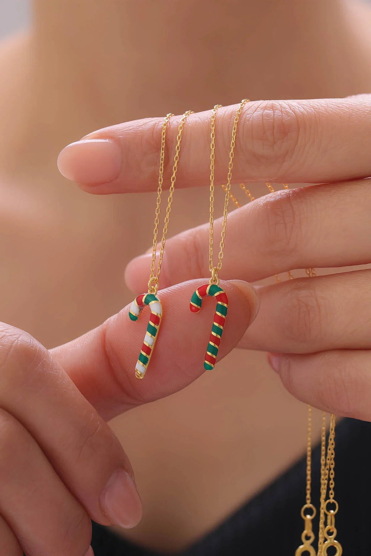 CandyJoy – Weihnachts-Zuckerstangen-Halskette aus 925er Sterlingsilber – Farbwahl