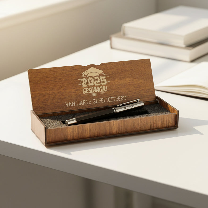 Personalisierte Luxus -Stift -Set - Gravierte Holzkiste - erfolgreiches Geschenk