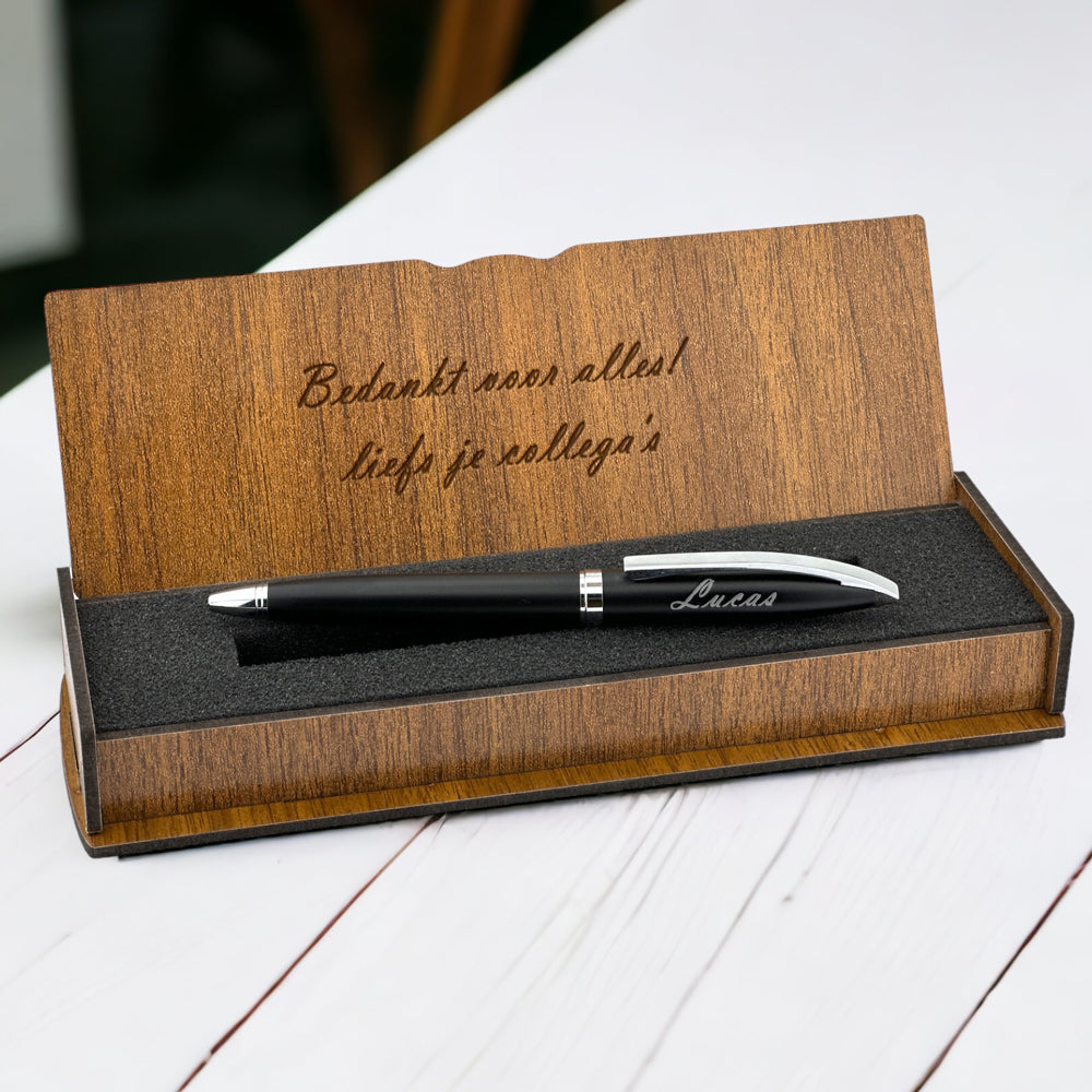 Personalisiertes Stiftset – Schreibset mit gravierter Holzbox