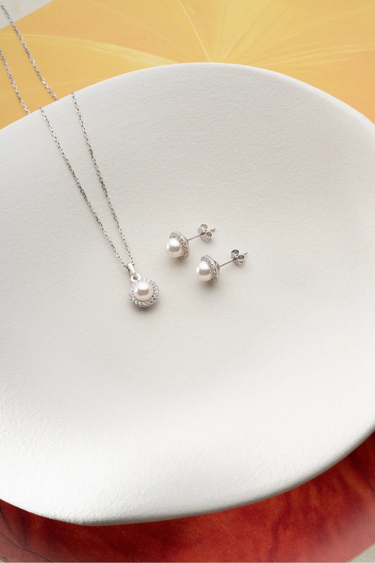 LunaPearl 925 – Perlenkette & Ohrringe Set 1