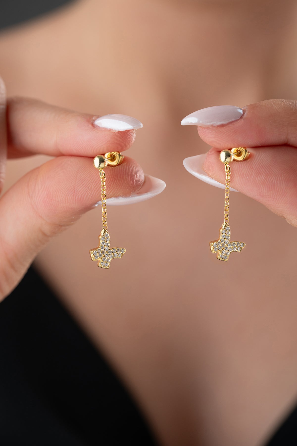 Butterfly Shine Ohrringe mit Kette