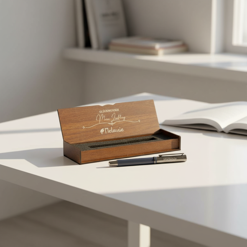 Personalisierte Luxus -Stift -Set - Gravierte Holzkiste - erfolgreiches Geschenk