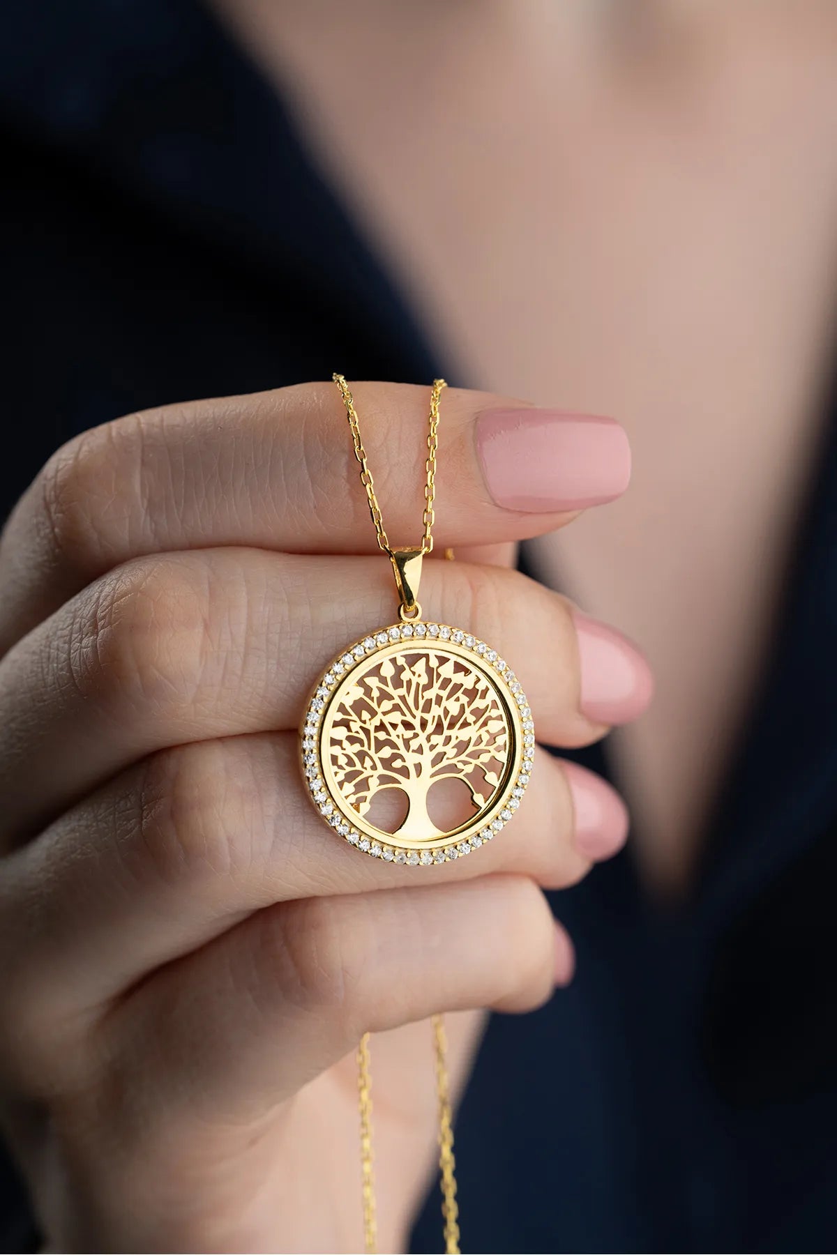 Lebensbaumkette von 925 Silber