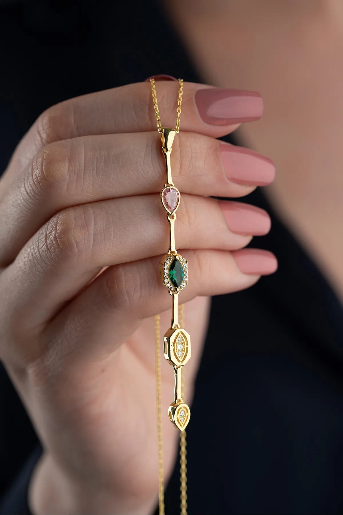 Serenay -Halskette von 925 Silber mit farbenfrohen Steinen