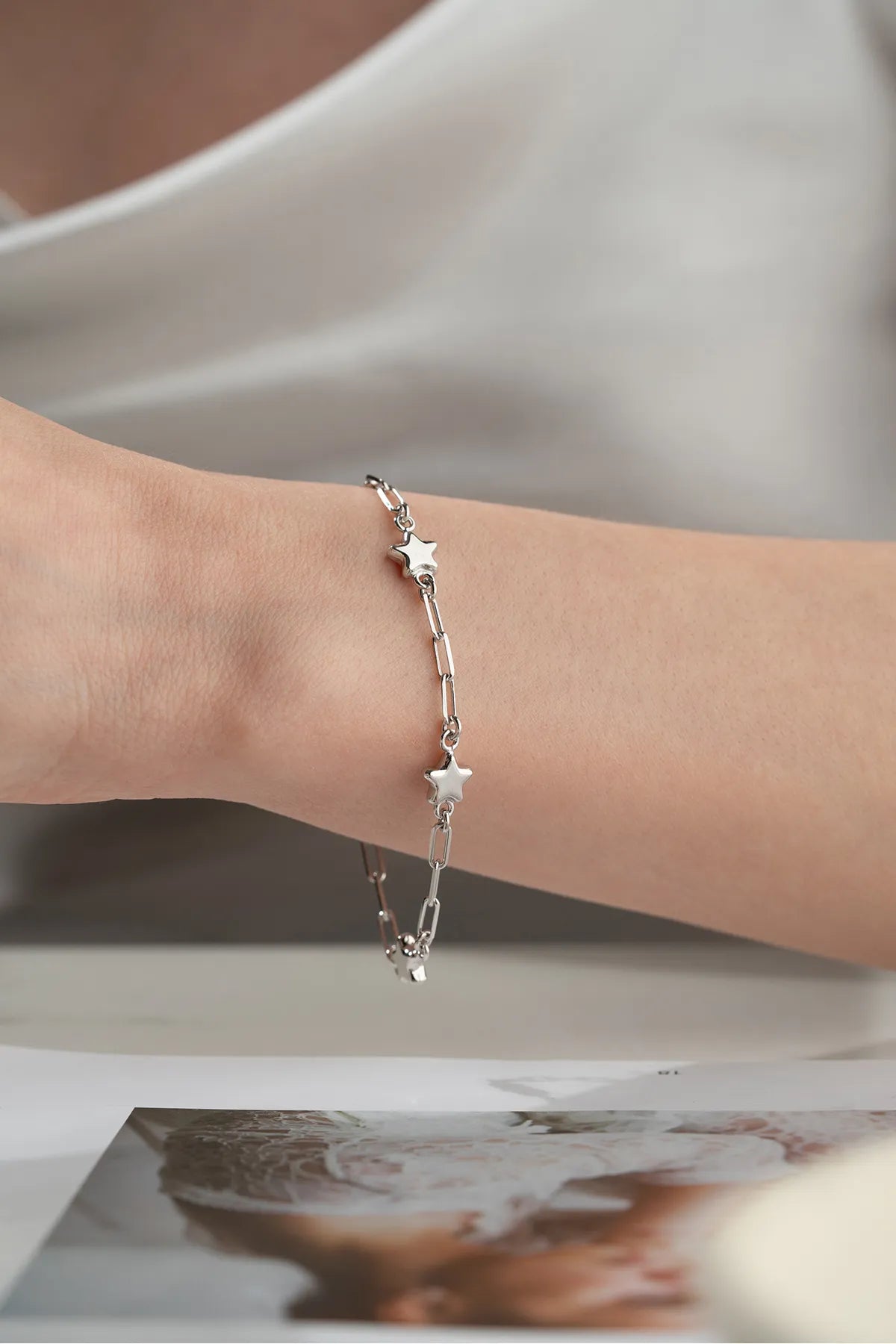 925 Silberarmband mit Sternen