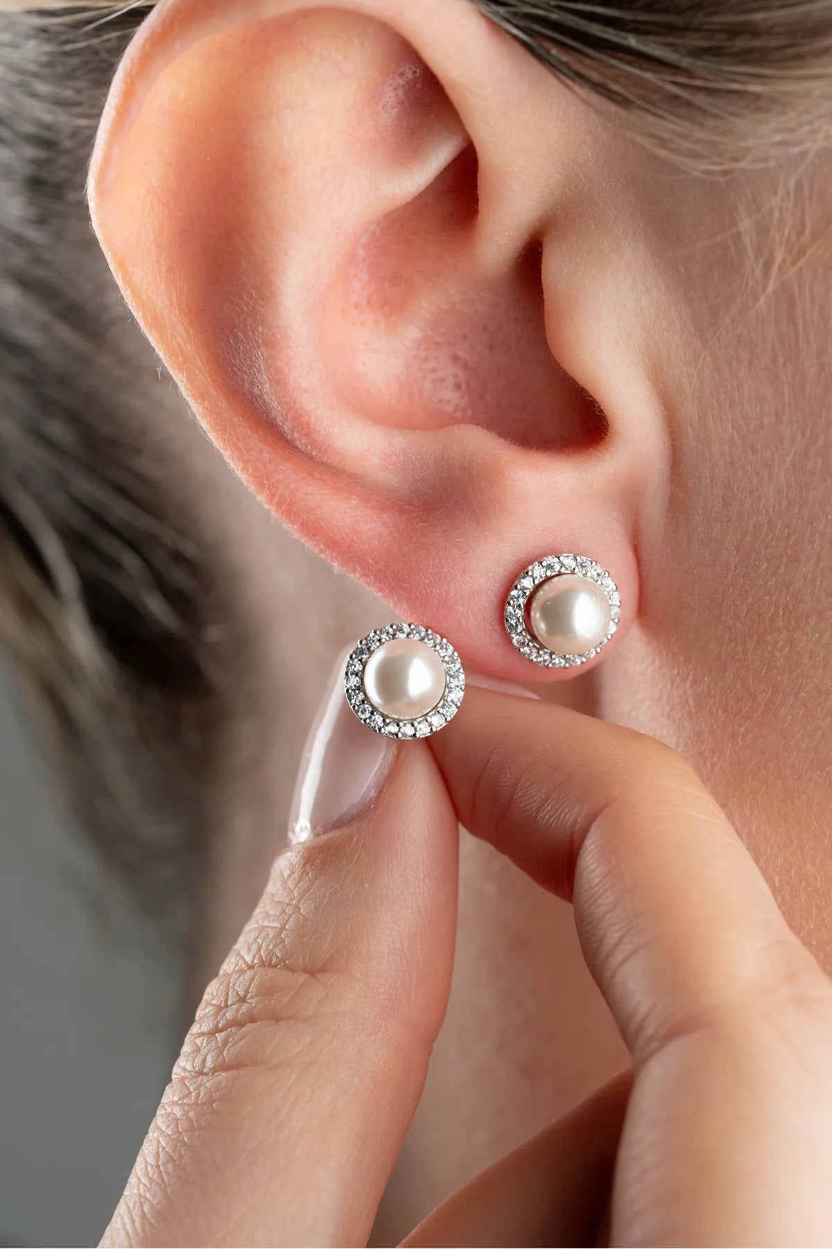 925 Sterling Zilveren Oorbellen met Parel en Zirkonia