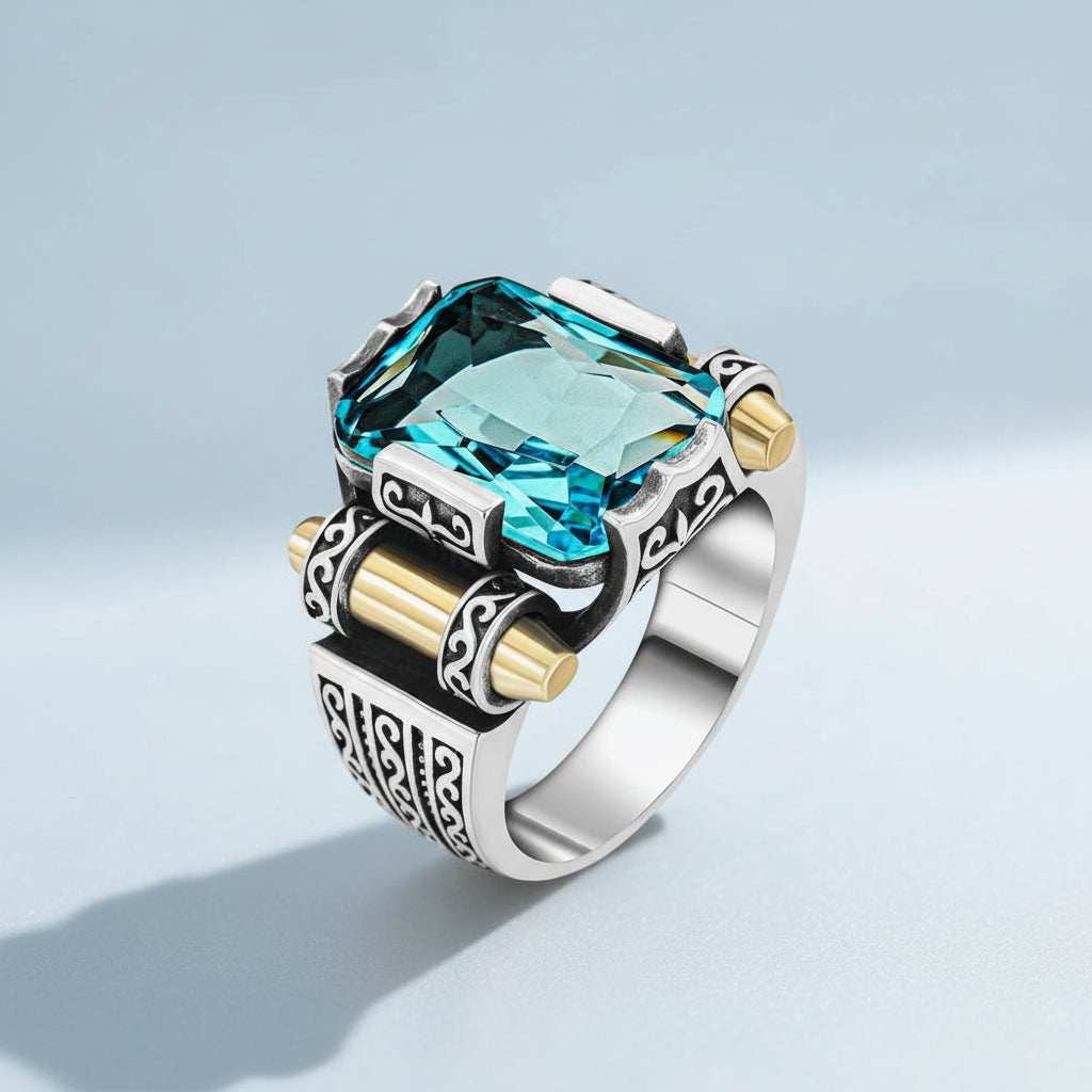 Herrenring mit blauem Stein CLMR0162