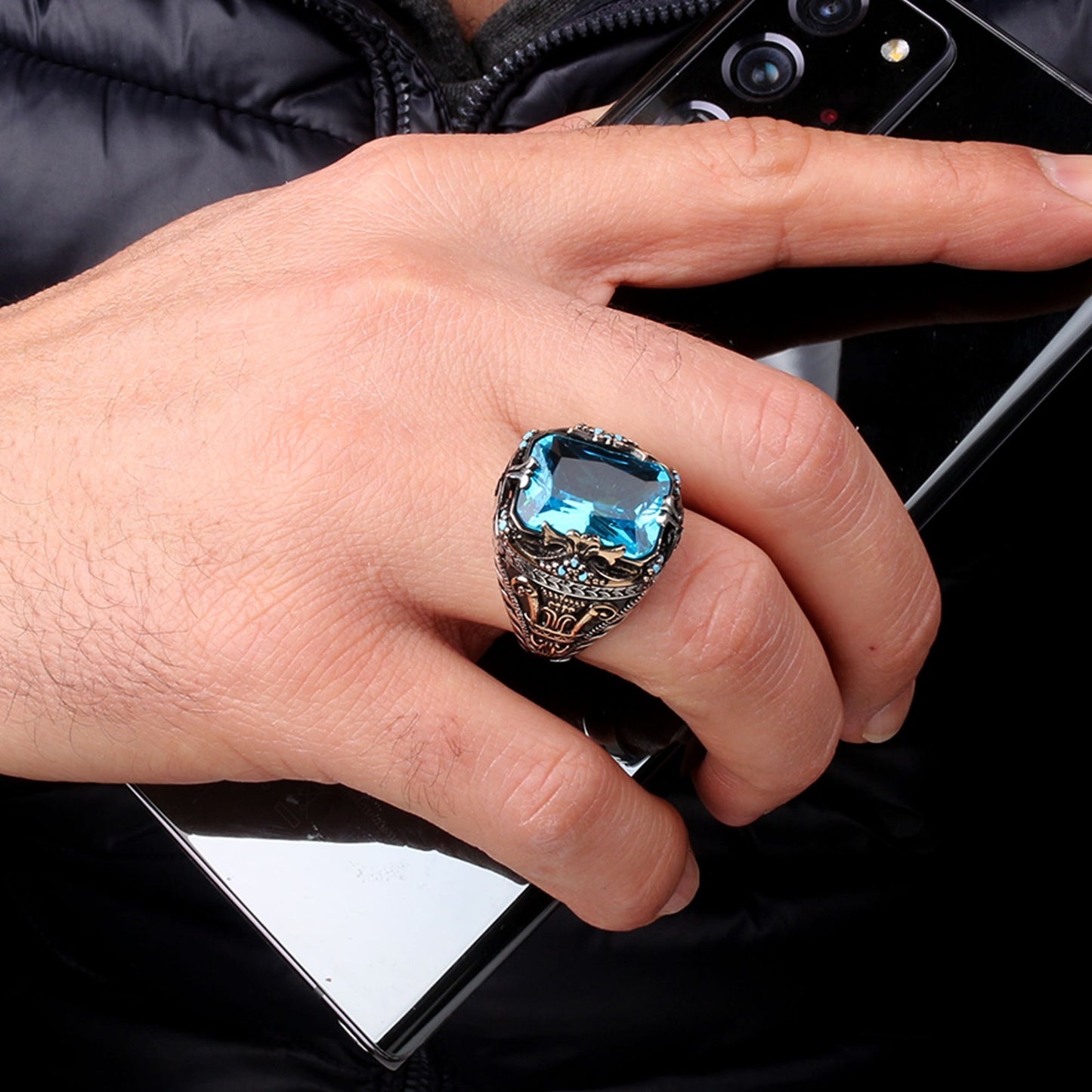 Herrenring mit blauem Stein CLMR0221