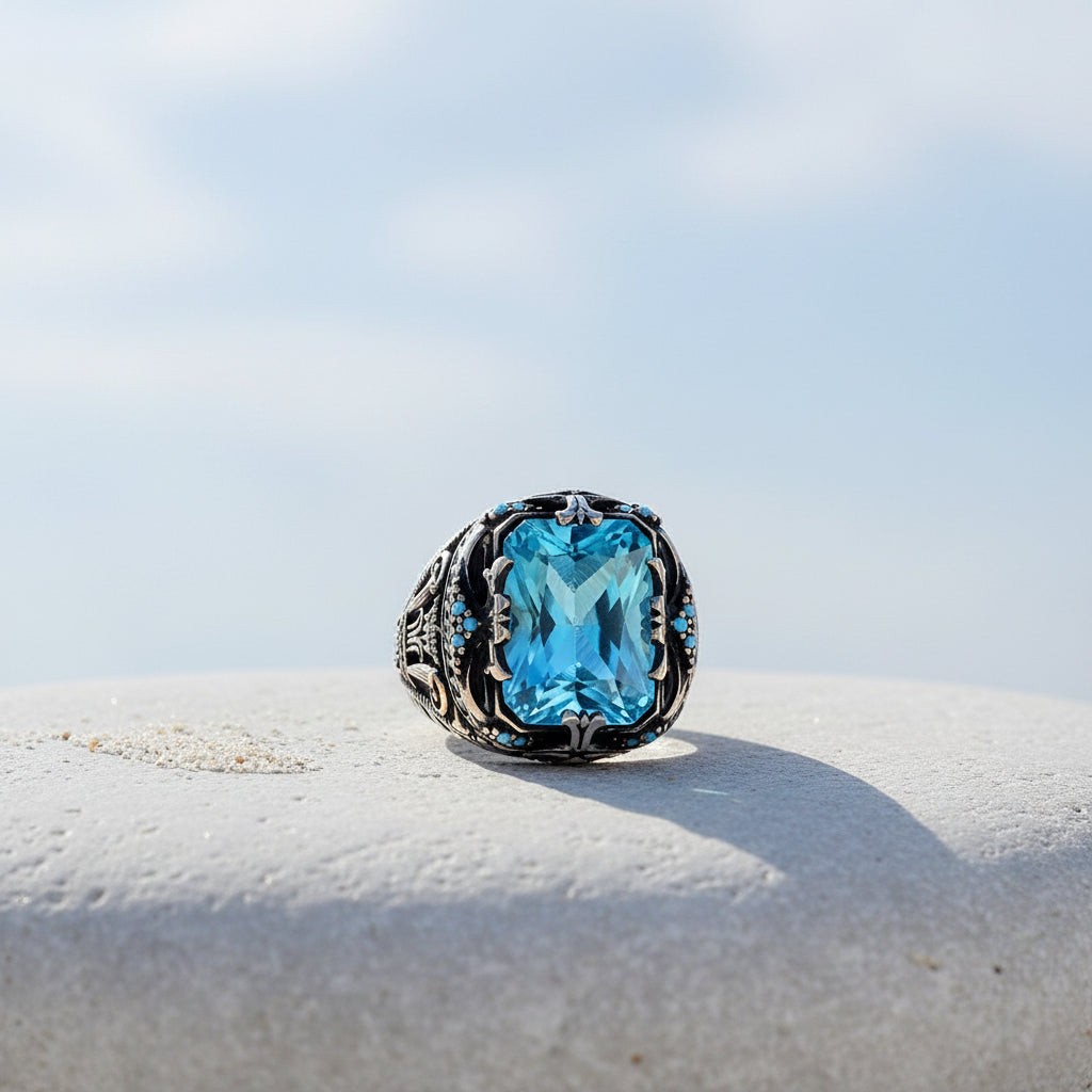 Herrenring mit blauem Stein CLMR0221