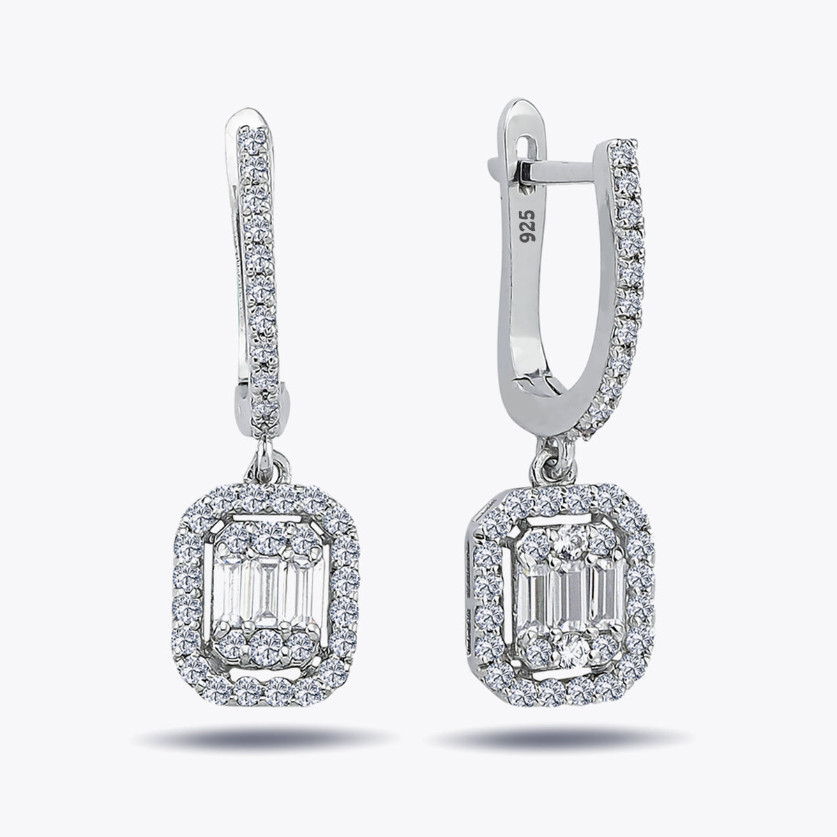 Silberne Luxusohrringe mit weißen Zirkonias DMNK002