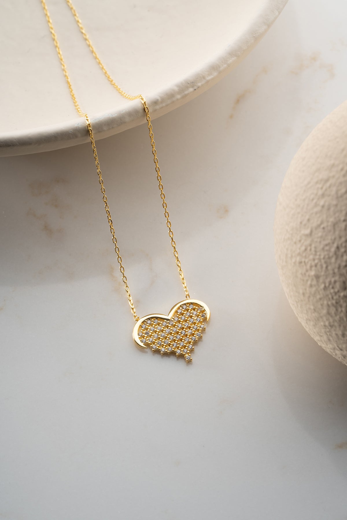 Hart Ketting met Steentjes – 925 Zilver