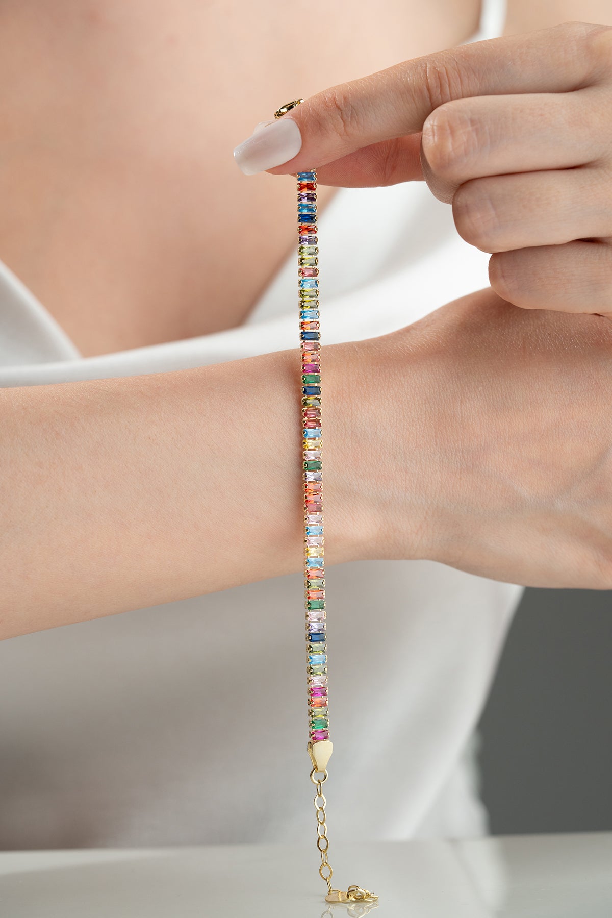Armband mit farbenfrohen Steinen - 925 Silber vergoldet