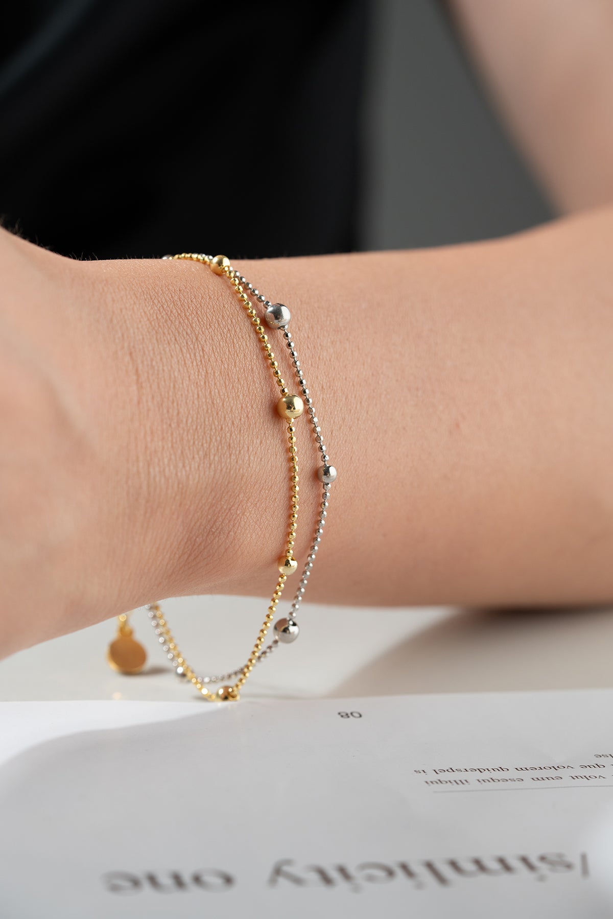 Dubbel Kralenarmband van 925 Zilver – Goud & Zilver