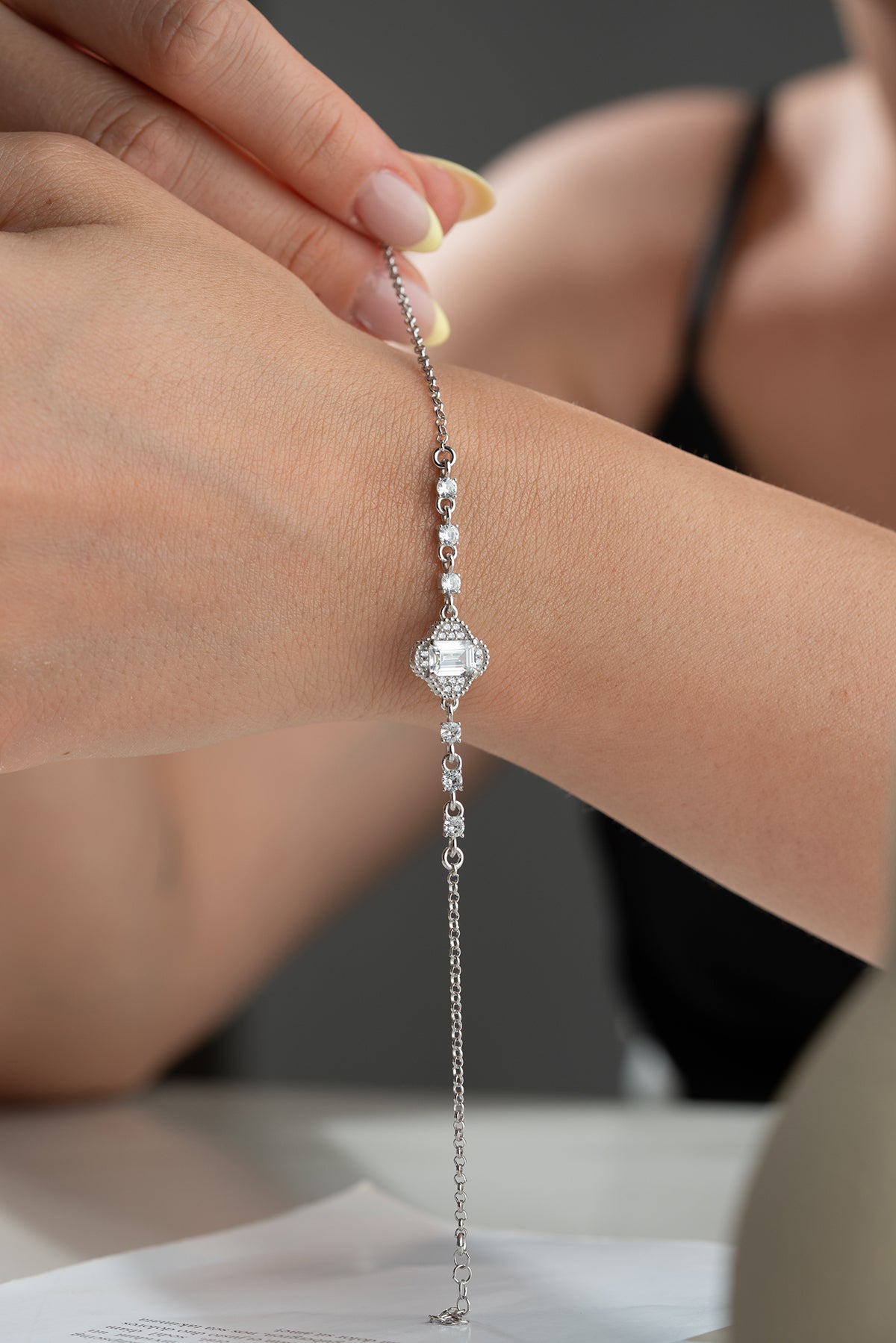 925 Zilveren Armband met Zirkonia Stenen