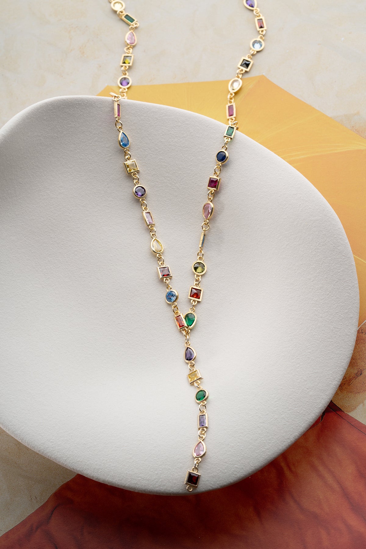 Serenay Y Ketting met Kleurrijke Steentjes – 925 Zilver