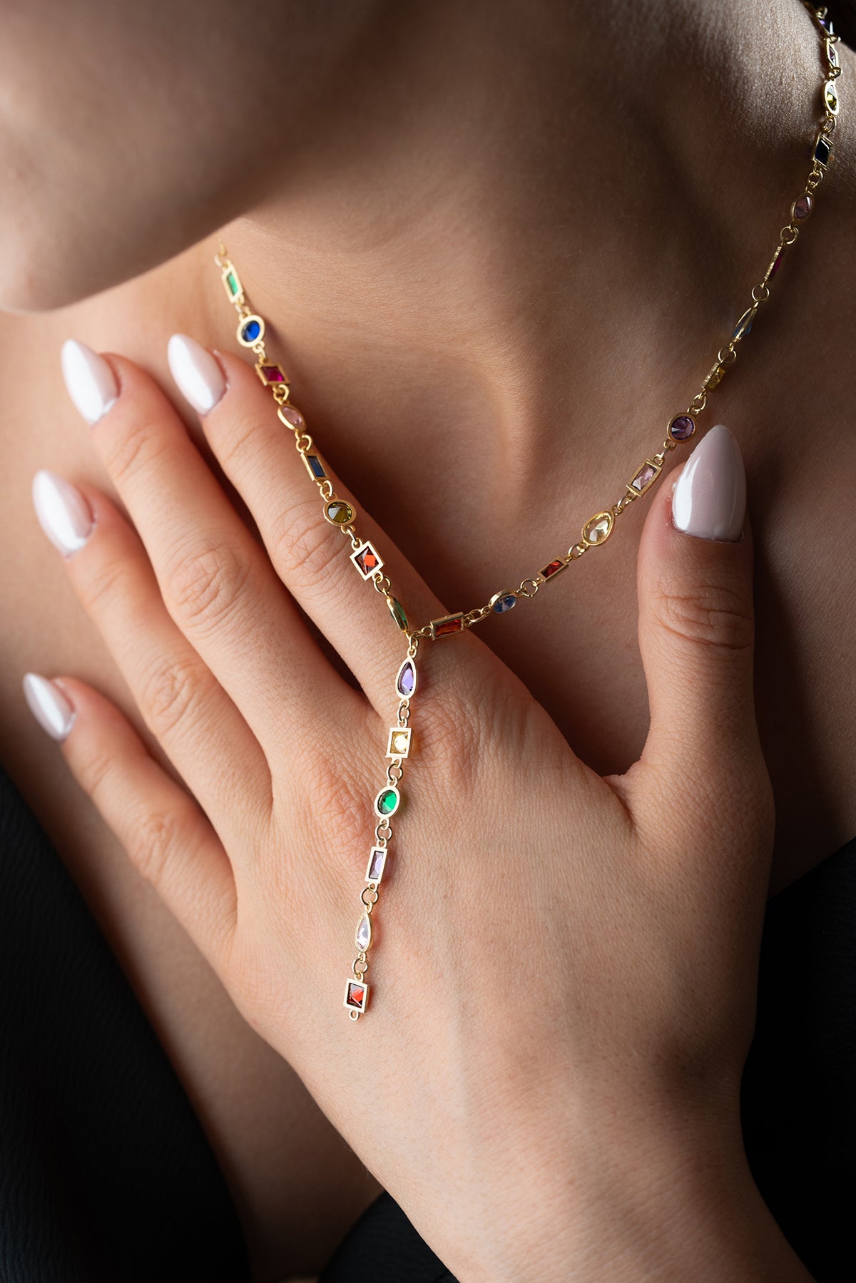 Serenay Y Ketting met Kleurrijke Steentjes – 925 Zilver