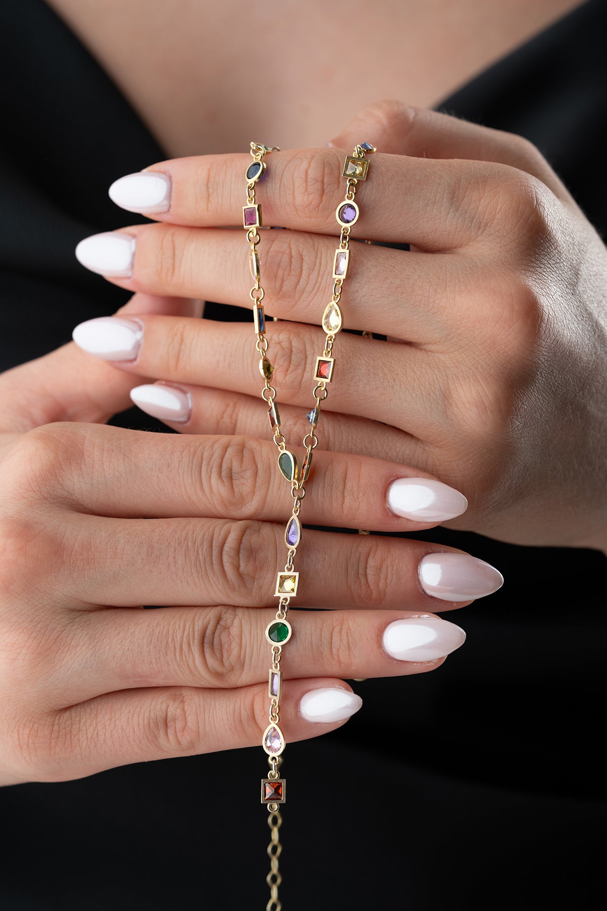 Serenay Y Ketting met Kleurrijke Steentjes – 925 Zilver