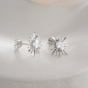 Poolster oorbellen van 925 sterling zilver met witte zirkonia