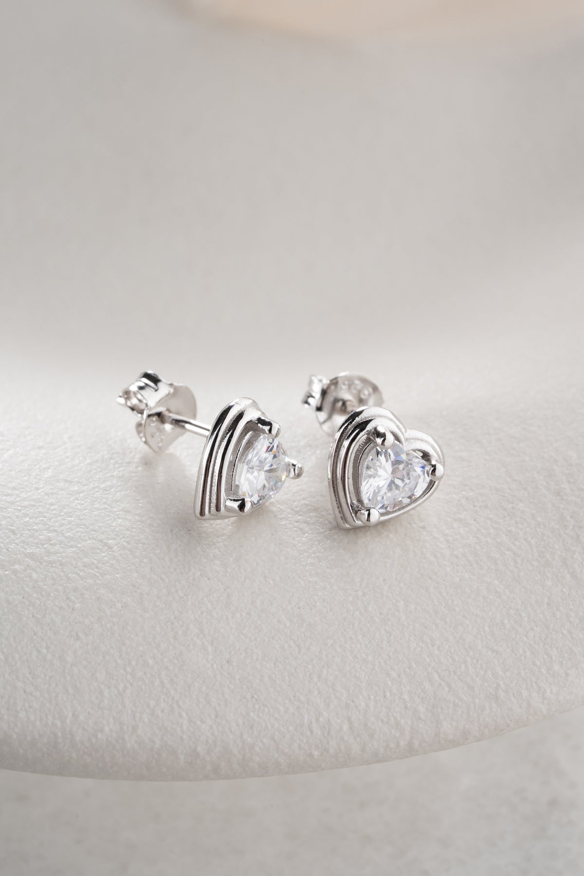 Hart Oorbellen met Zirkonia | 925 Zilver