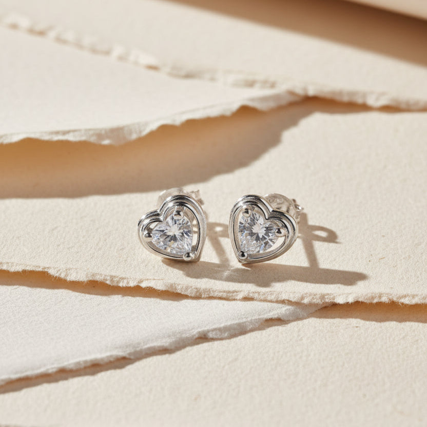 Hart Oorbellen met Zirkonia | 925 Zilver