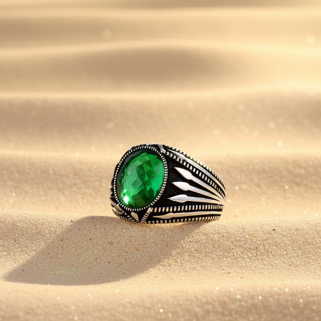 Groene Zirkonia Herenring | 925 Zilver