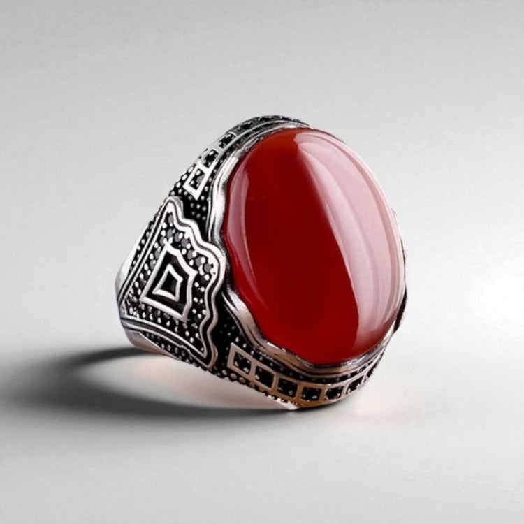 Silberner Herrenring mit Achatstein