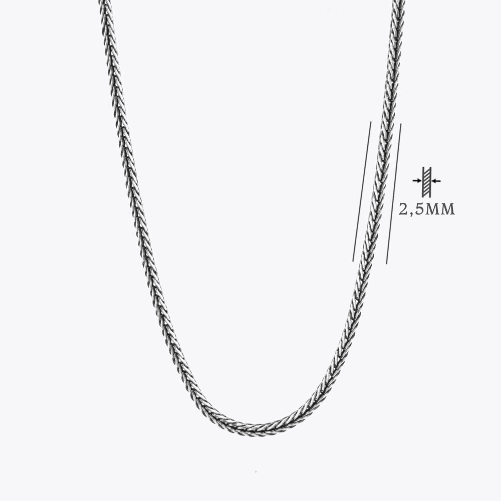 Fuchsschwanz-Halskette und Armband aus 925er Silber, 2,5 mm