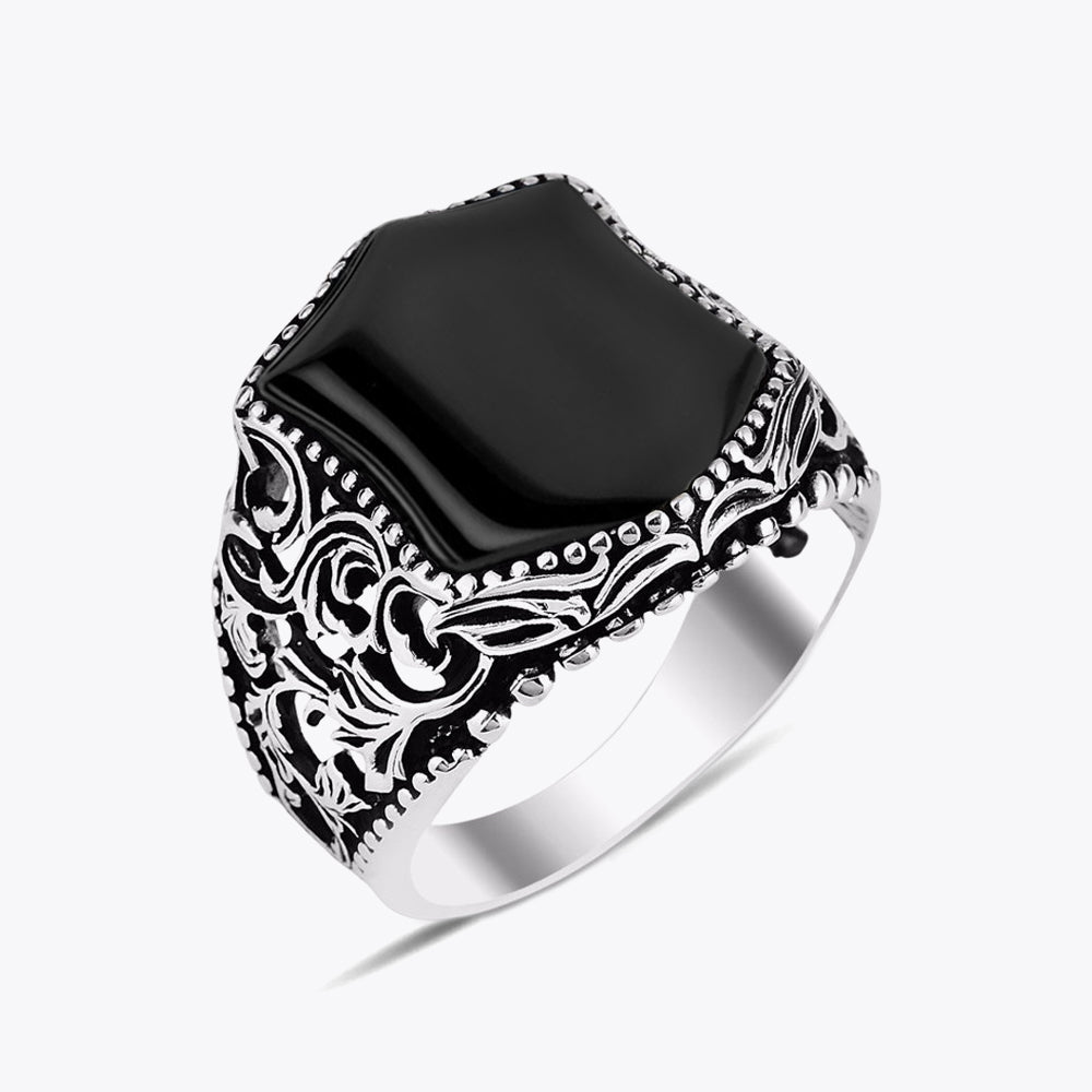 Herrenring aus 925er Silber mit Onyxstein ORTBL172