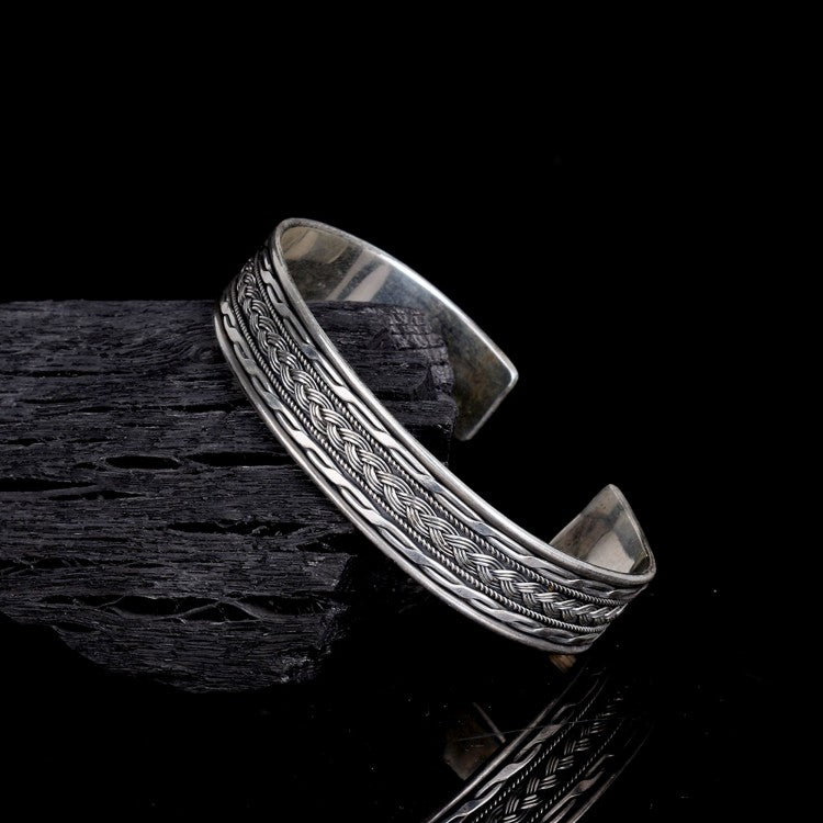 Gewebes Muster 925 Sterling Silber Herrenarmband