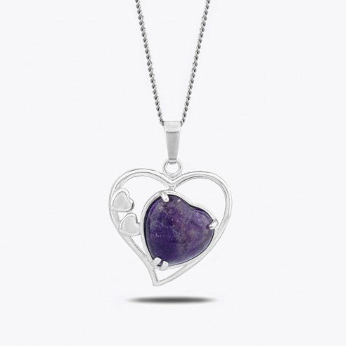 Amethyst Herz Halskette Anhänger Edelstein