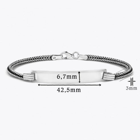 Armband mit Gravurplättchen, Silber / 3 mm breit