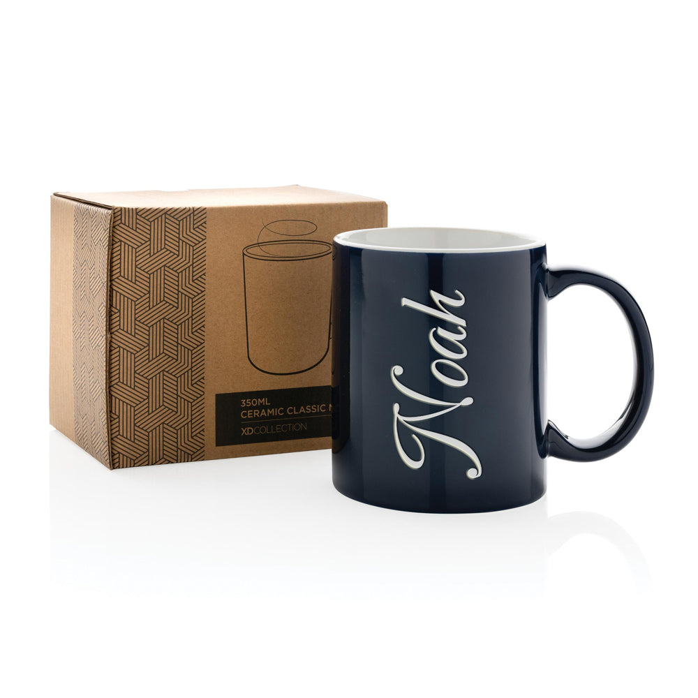 Klassische Keramiktasse mit Text 2 – dunkelblau