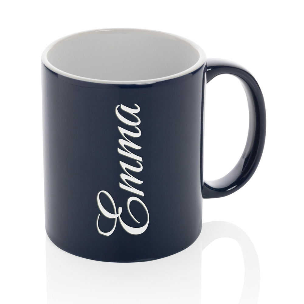 Klassische Keramiktasse mit Text 2 – dunkelblau
