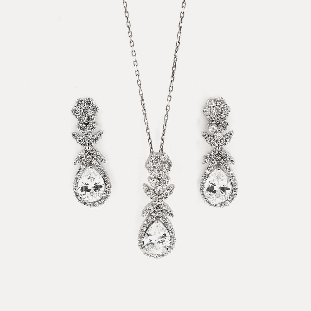 925 sterling zilveren setketting en oorbellen BLNE002