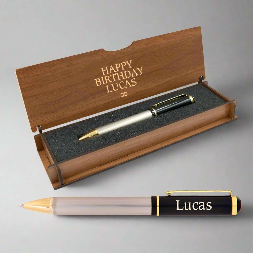 Personalisiertes Stiftset – Schreibset mit gravierter Holzbox BLP2118