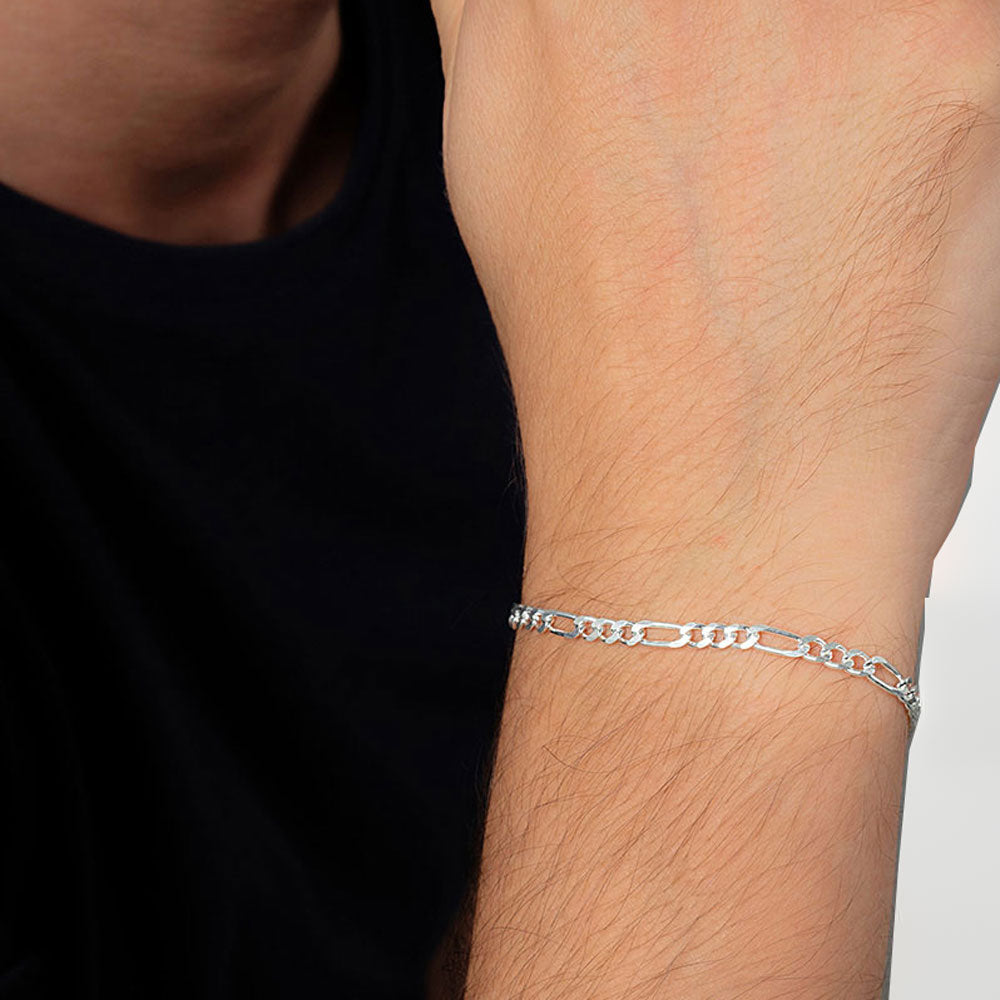 Figaro-Kettenarmband aus 925er Sterlingsilber, 4 mm, BLVB001