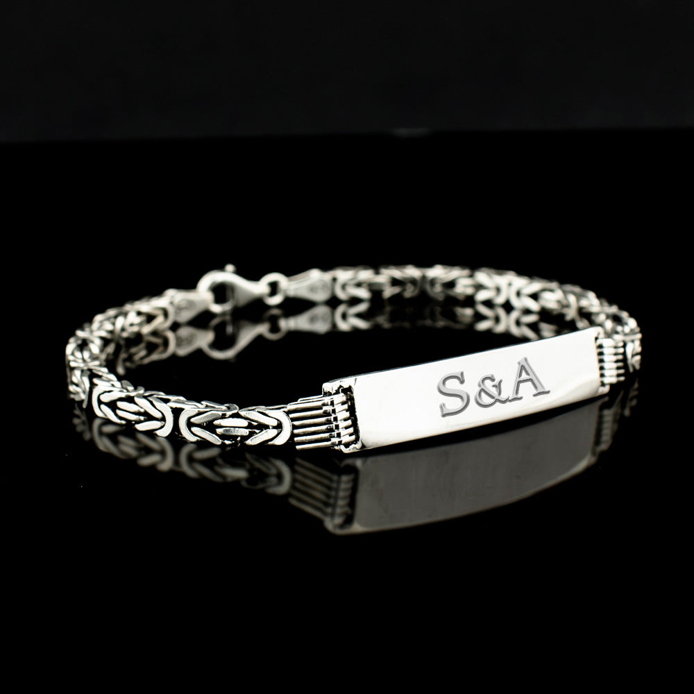 Silbernes Herrenarmband Königsglied mit Namen