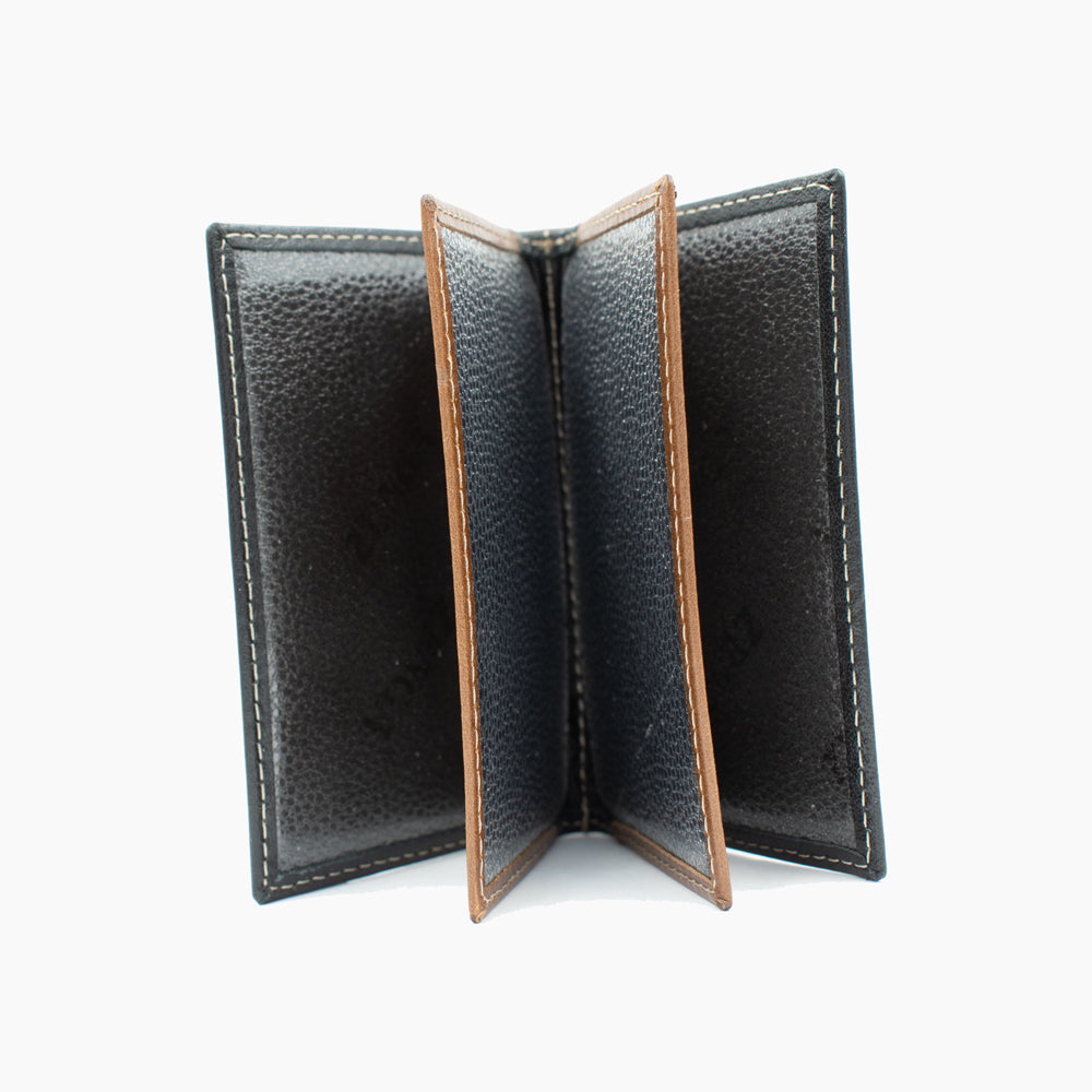 Kartenetui aus schwarzem und braunem Leder BLW022-4