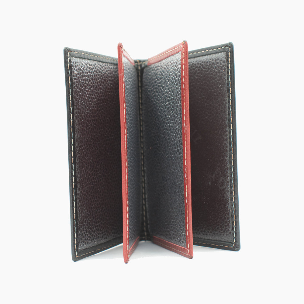 Kartenetui aus schwarzem und rotem Leder BLW022-51