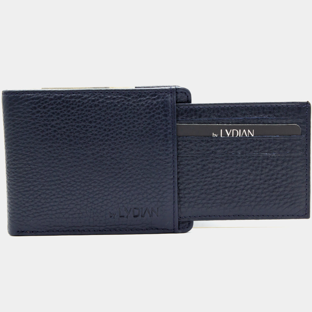 Blaue Lederbrieftasche mit Kartenetui mit Gravur BLW1320-L